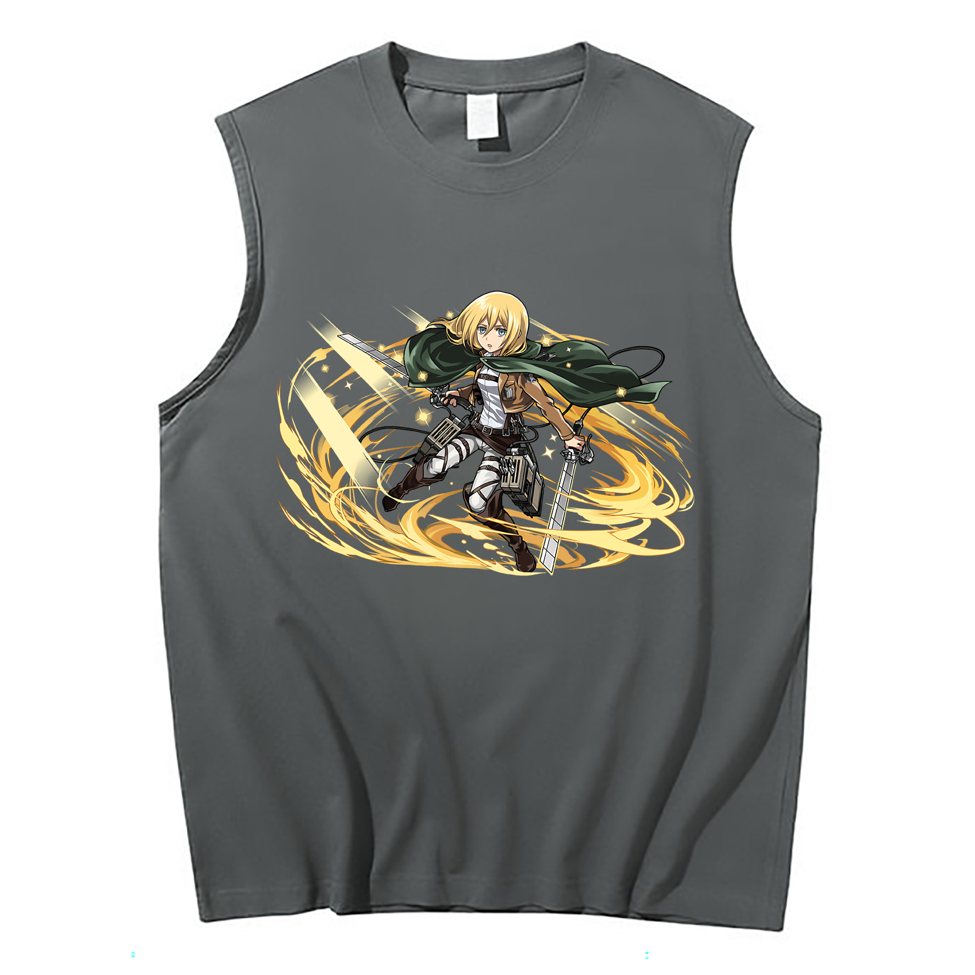 （画像用） 進撃の巨人 クリスタ·レンズ Attack on Titan Christa Lenz コットン100％タンクトップ（フロントプリント）